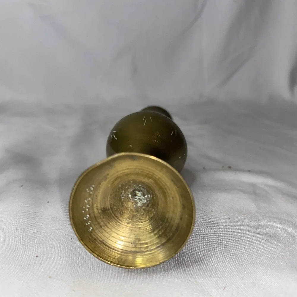 Vintage Brass Etched Vase  India Floral Art Deco 6 Inches
